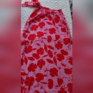 Periwinkle Collection Pink & Red Floral Maxi Skirt, Size Small